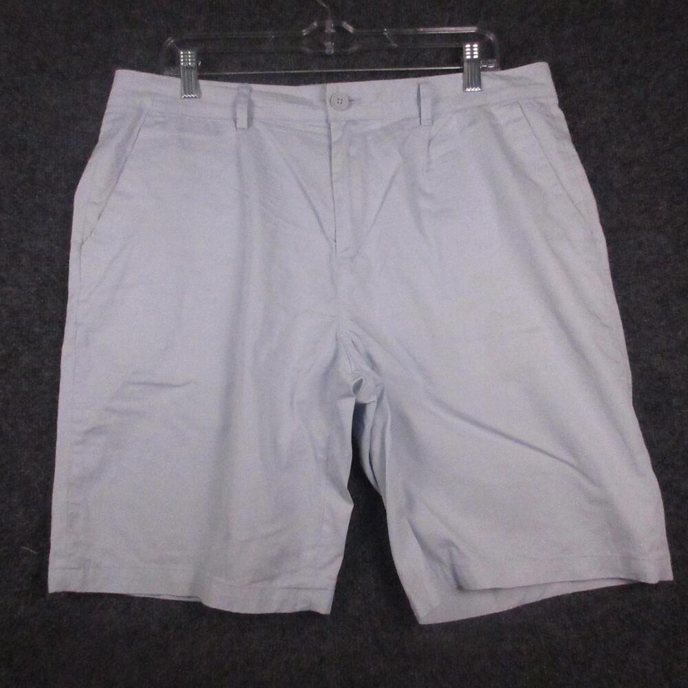 RESERVED Shorts Mens 34 Gray Chino Canvas 9" Inseam Flat Front Casual Summer